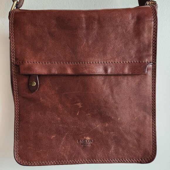 I Medici Vintage Brown Leather Crossbody/Messenger Bag - Tuscan Craftsmanship - Picture 1 of 15
